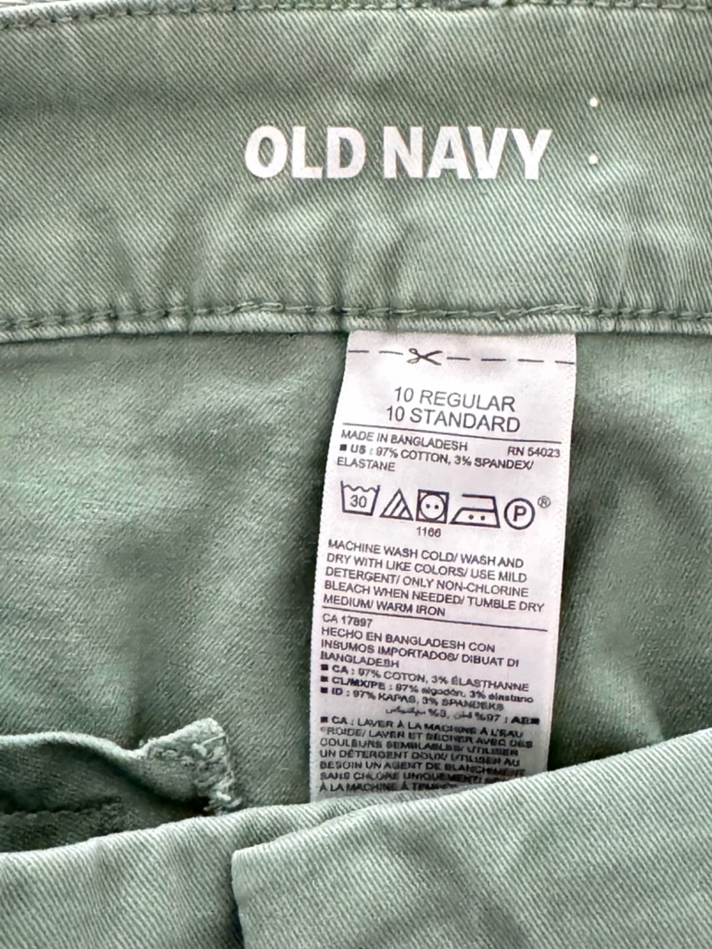 Old Navy Size 10 Dried Herb (Green) Pixie Chino Cotton/Spandex Pants - Picture 6 of 7